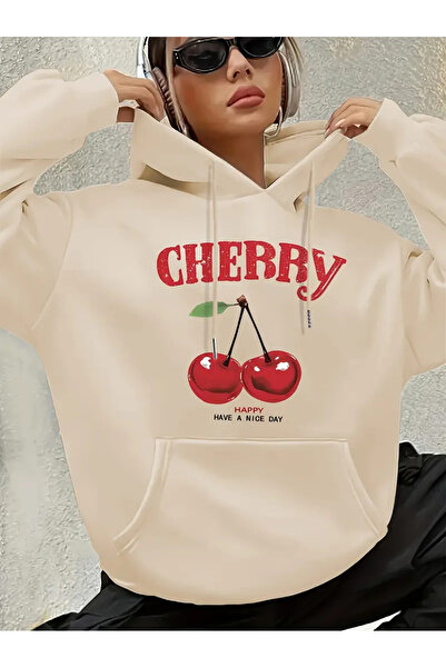 Jooy سويت شيرت بقلنسوة مطبوع عليه الكرز للموسم الجديد