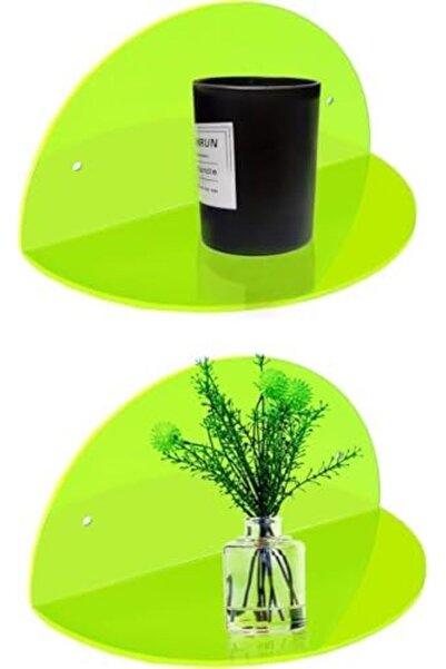Slasa Small Hanging Acrylic Shelves by (Set of 2, 8 Inch Diameter, Green)