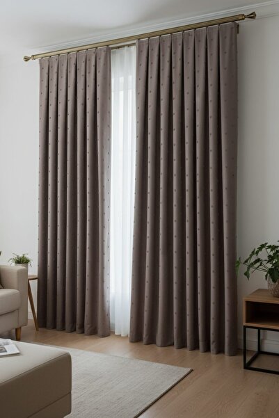 Madame Dower Bohemian Pompom Mink Gray Background Curtain 1X3 Frequent Pleats |   Living Room, Children's Room Bohemian Background Curtain