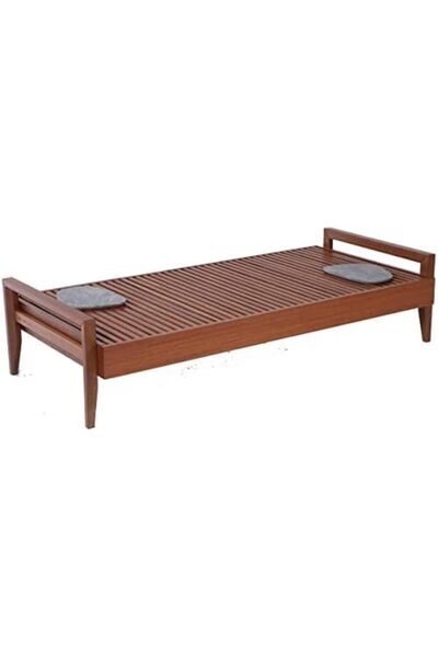 TRAMONTINA Mood Table in FSC Certified Brazilian Jatobá Wood With Low Armrests and Soapstone