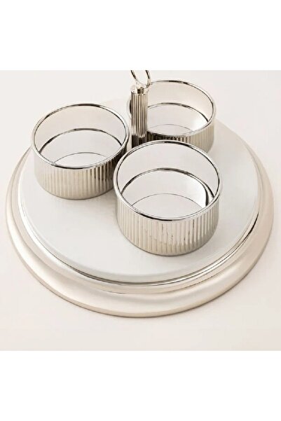 Dallaty وعاء جوز مودة من الفولاذ الفضي والأبيض