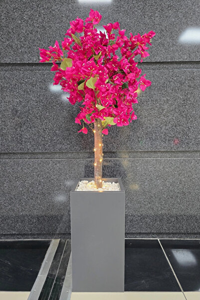 STDEKOR Led Işıklı, Pembe Bodrum Begonvil Çiçekli Dekoratif Saksı, 140cm