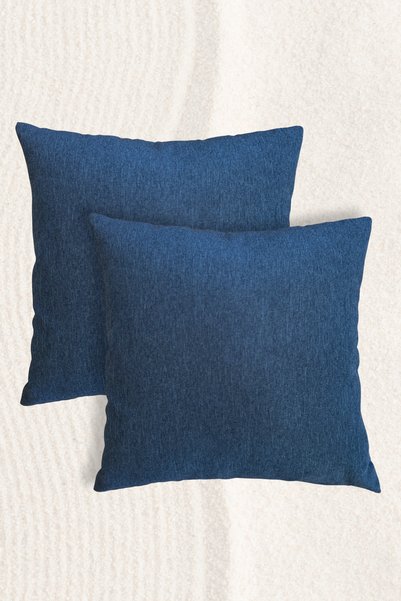 Elegancembroidery Navy Blue Solid Throw Pillow Cover Durable Polyester Cushio...