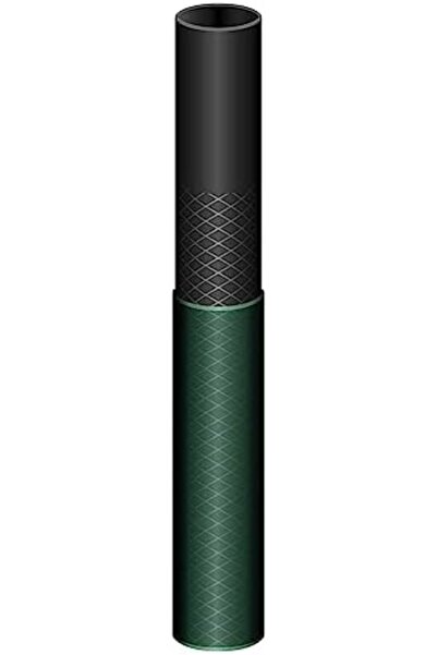 TRAMONTINA 30m Flex Garden Hose in Green with 3-Layers PVC Fiber and Braided Polyester Cord