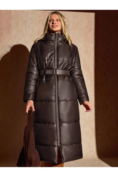MODA Winter Long Puffer Coat with Hood - Women