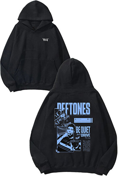 THEWERT سويت شيرت بقلنسوة أسود مطبوع عليه تصميم Deftones 7