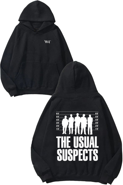 THEWERT The Usual Suspects 3 Design Back Printed Black Hooded Sweatshirt