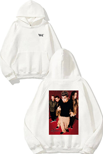 THEWERT Hanorac alb cu glugă cu imprimeu pe spate Deftones 5 Design