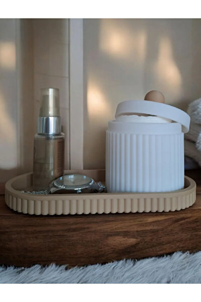 Vescarri مجموعة منظمات مخططة للمجوهرات والحمام - منظم عصري بسيط