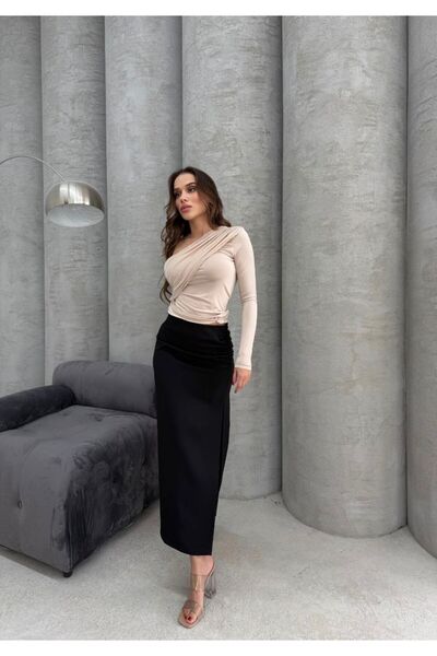 sajarsln Crystal Fabric Blouse and Skirt (Black) Set Saja Rsln Dress
