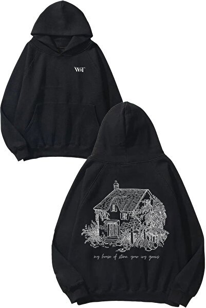 THEWERT سترة تايلور سويفت ذات 15 تصميمًا مطبوعة باللون الأسود مع غطاء للرأس