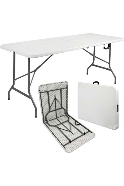N2Y White folding table, 180x72x76 cm, for trips and camping