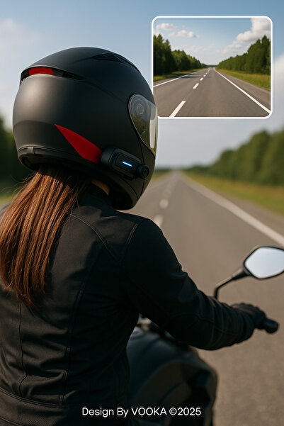 VOOKA Q29 İntercom Bluetooth Intercom Kameralı Motosiklet Kask Kulaklığı|1080P Full HD 1500mAh Su Geçirmez