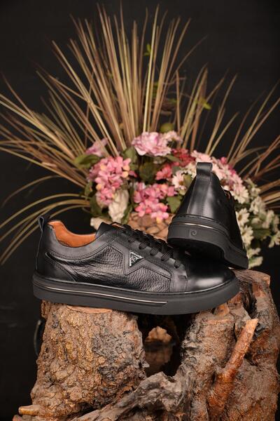 Pierre Cardin Ανδρικά χειμερινά 100% δερμάτινα μαύρα αθλητικά παπούτσια παρέχ...