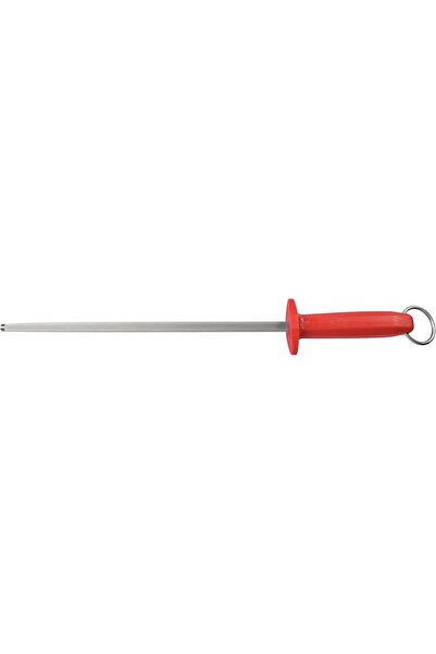 TRAMONTINA Professional 12" Grooved Sharpener with Carbon Steel Rod and Red Polypropylene Handle