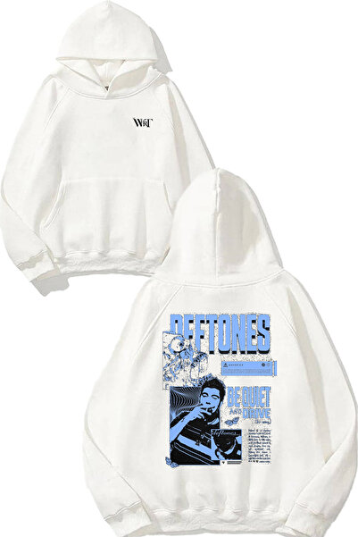 THEWERT Λευκό φούτερ με κουκούλα με στάμπα στην πλάτη Deftones 7 Design