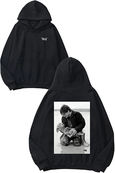 THEWERT سويت شيرت أسود بقلنسوة مطبوعة بتصميم دوبي 3