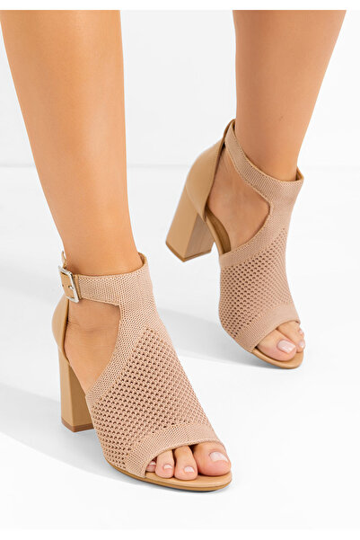 B T Shoes Khaki sandály na podpatku Elyzea