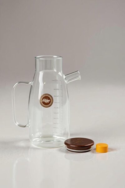 Kitchen Way 1000ml Glass Oil Pot with Acacia Lid Kw-718