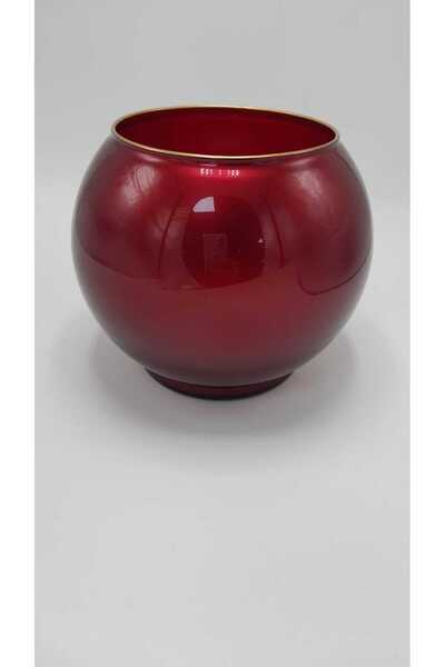 Ebruli hediyelik Handmade Stylish Decorative Vase Red Color 15X18Cm