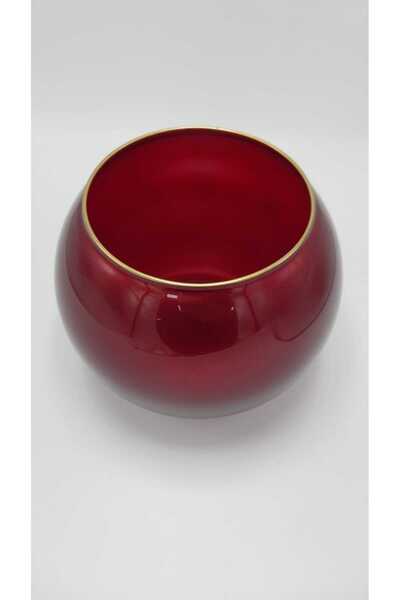 Ebruli hediyelik Handmade Stylish Decorative Vase Red Color 15X18Cm
