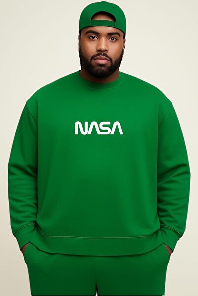 DM DOLCE MORE سترة رياضية كبيرة الحجم للجنسين مطبوع عليها شعار ناسا من القطن ...