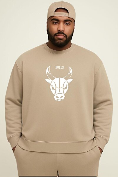 E-ROMA Hanorac unisex de mărime mare, cu 3 fire, din bumbac pieptănat, cu imp...