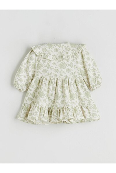 LC Waikiki Bebe Yaka Çiçekli Kız Bebek Elbise (W5)