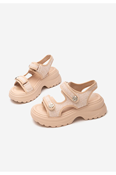 B T Shoes Khaki sandály na platformě Waneta