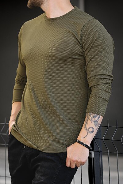 since 1990 man Manbetti Slim Fit Lycra Honeycomb Fabric Crew Neck Men's Long Sleeve T-Shirt