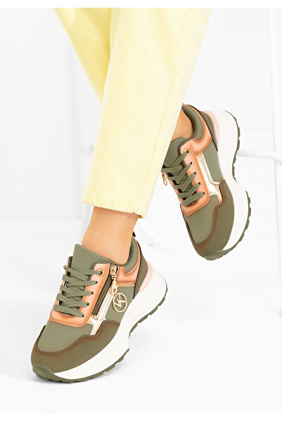 B T Shoes Zelené dámské tenisky na platformě Viktoria