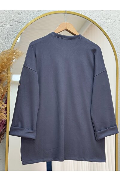 BENAHOLL Dorista Διπλό Μανίκι άνοιγμα Casual Tunic-NA822 Ανθρακίτη