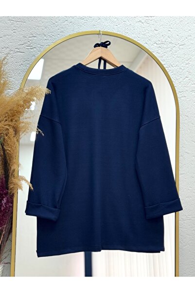BENAHOLL Dorista Διπλό Μανίκι άνοιγμα Casual Tunic-NA822 Navy Blue