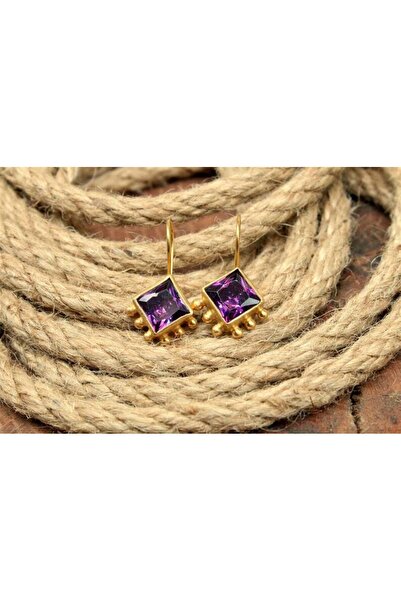 alpsilverart Otantik Tasarım Ametist Taşlı 925 Ayar Gümüş Küpe | El İşi Kadın Takı