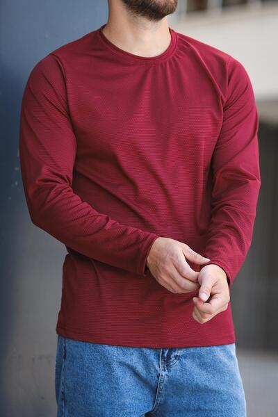 since 1990 man Manbetti Slim Fit Lycra Honeycomb Fabric Crew Neck Men's Long Sleeve T-Shirt