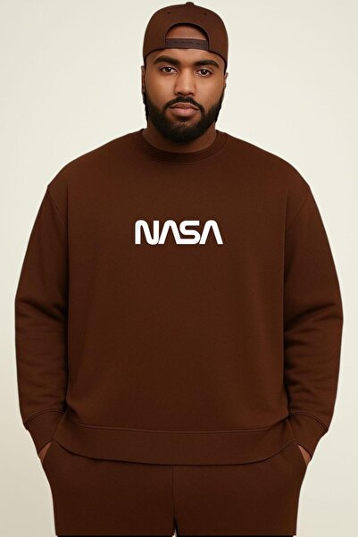 E-ROMA 3-ниткова флісова кофта з принтом NASA, великий розмір, унісекс