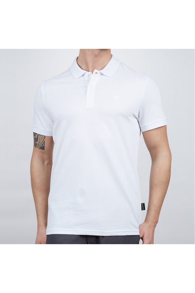 Alpinist Men's Polo Neck T-Shirt - Cotton Sports T-Shirt - Stratus - White (600303)