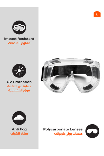 Lawazim Safety Goggles - Anti Fog Scratch Resistant Protective Eyewear with Adjustable Head Strap