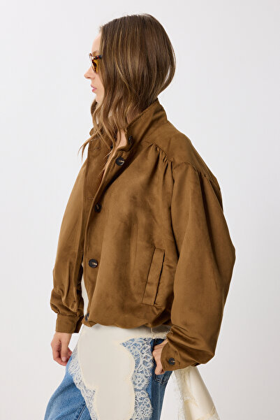 Lovelyİstanbul Párnázott velúr bomber dzseki LFG0155 TABA