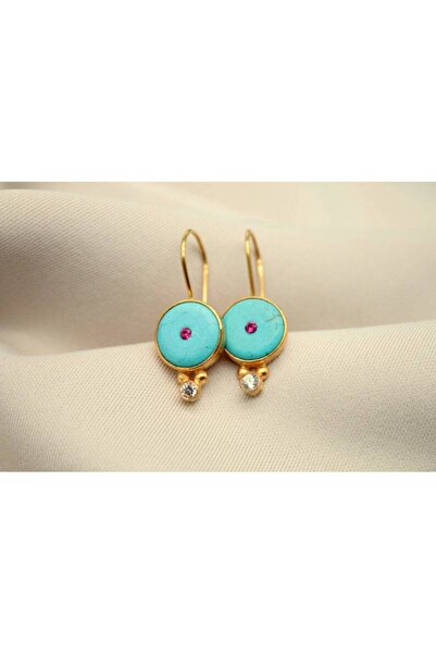 alpsilverart Doğal Turkuaz Taşlı 925 Ayar Gümüş Küpe | El İşi Zarif ve Şık Takı