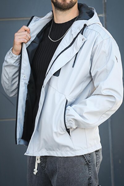 since 1990 man Manbarky Waterproof Zipper Detailed Lined Men's Hooded Seasonal Coat Raincoat