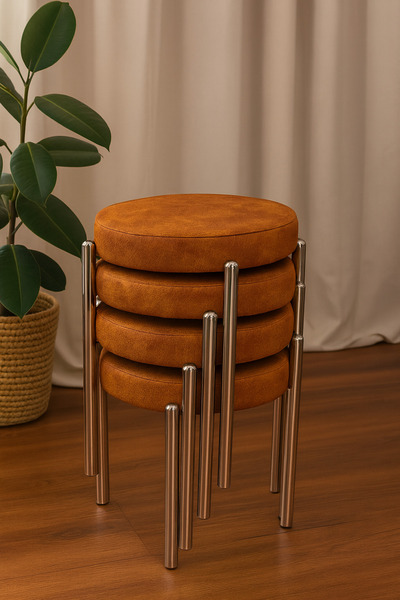 BERAWOND BERA METAL SİLİNEBİLİR KUMAŞ TABURE (4 ADET-MONTAJLI GÖNDERİM)