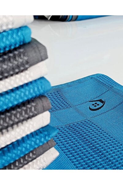 PELLA-EU Mikrofiber Cam Bezi Genel Temizlik Bezi Mutfak Banyo Yüzey 9 adet Mavi Antrasit Gri 40x60cm