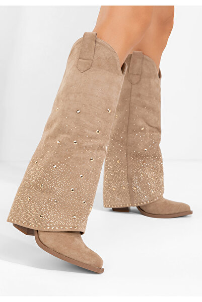 B T Shoes Cizme cu toc gros Millie kaki