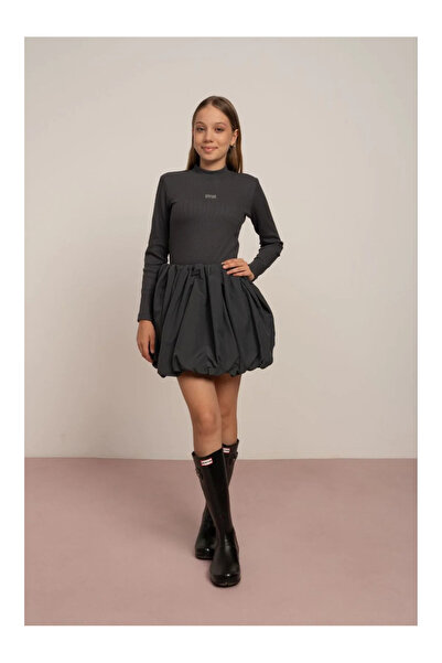 QUEEN KİDS Queenkids Girl'S7825 Camisole Bodysuit Turtleneck Black