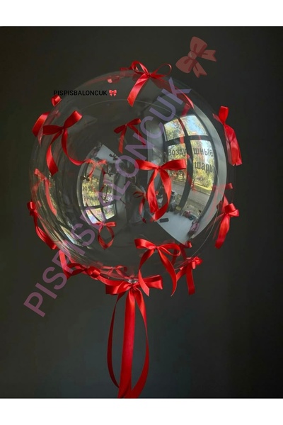 PISPISBALONCUK Aşkın Büyüsü Kırmızı Kurdeleli Bobo Balon Seti Doğum Günü part...