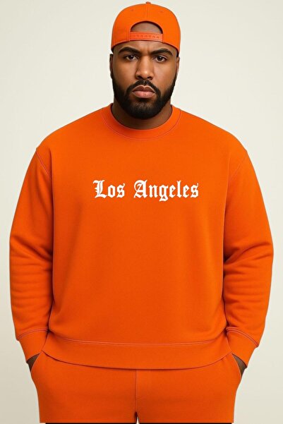 DM DOLCE MORE سترة رياضية كبيرة الحجم للجنسين مطبوعة بتصميم لوس أنجلوس من الق...