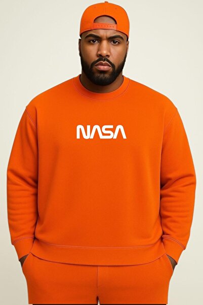 E-ROMA 3-ниткова флісова кофта з принтом NASA, великий розмір, унісекс