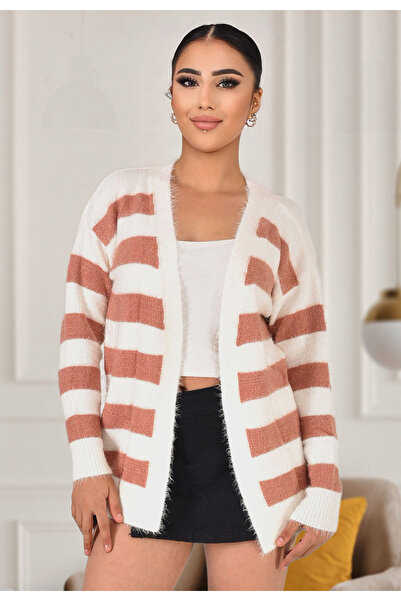 Lirviya Cardigan tricotat cu model în dungi cu textura moale pentru femei