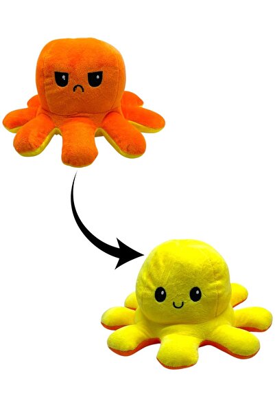 SCOWETTO Color Changing Toy Plush Octopus (Yellow, Orange)